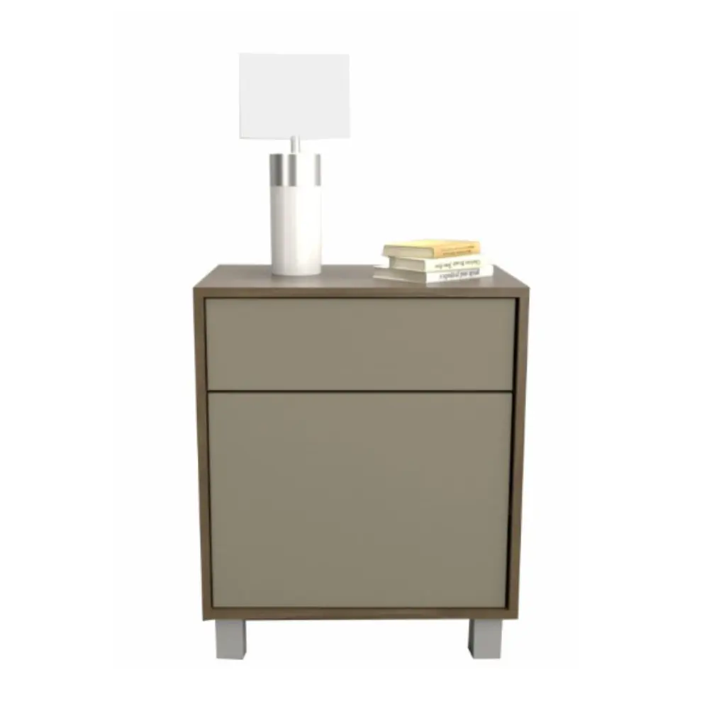 Mesa de Luz Tables 6426 1 Cajon - 1 Puerta Nogal - Gris C.-2.webp
