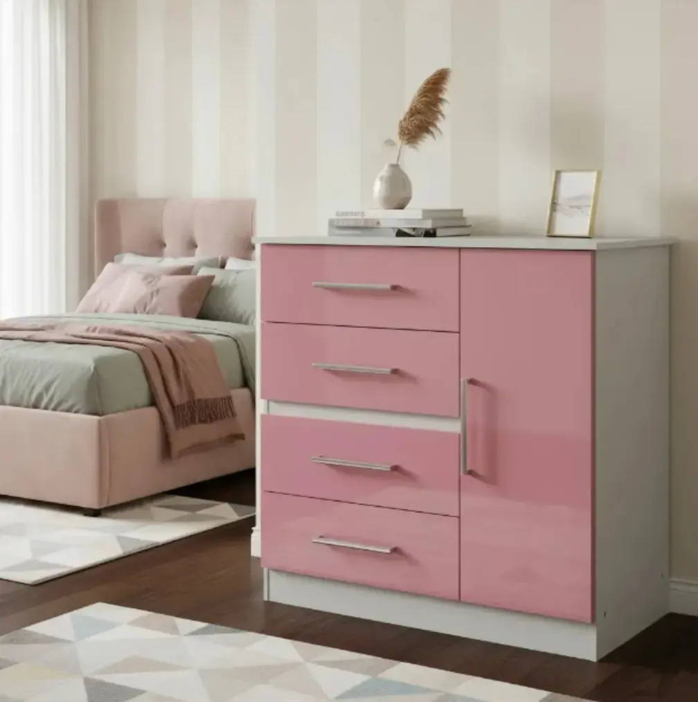 Chifonier Maximo 1 Puerta 4 Cajones 68010 Infantil-Rosa-5.webp