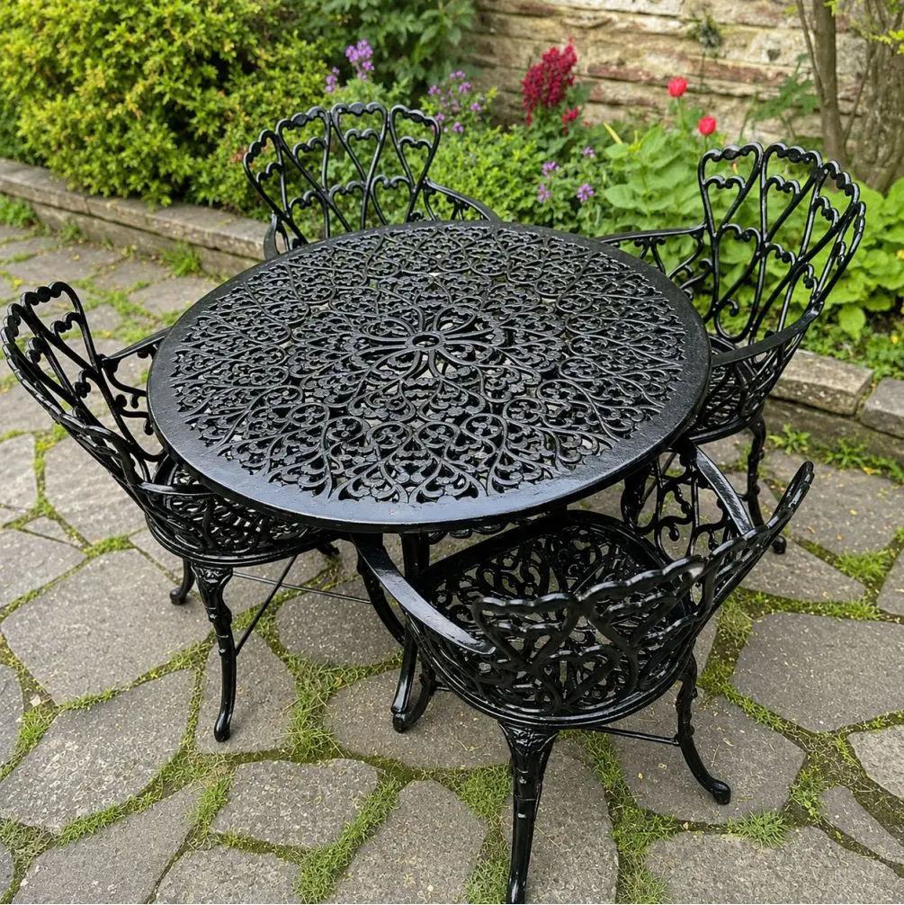 Juego de Jardin de Fundicion Sol Mayo -  Mesa Redonda 1 Mts. Con 4 Sillones 300-2.webp