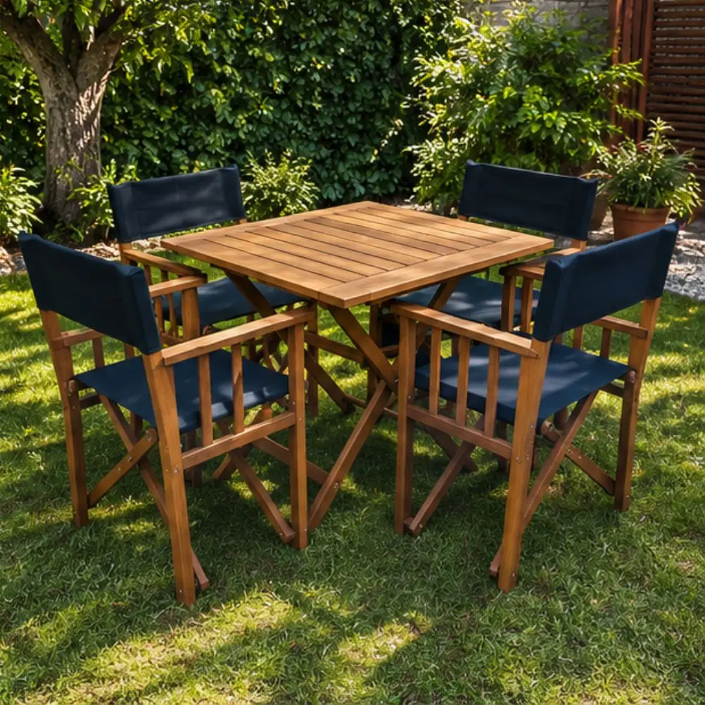 Juego de Camping CSC C03 Mesa 80x80 Con 4 Sillones Plegables de Madera Caoba-4.webp