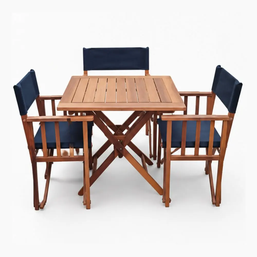 Juego de Camping CSC C03 Mesa 80x80 Con 4 Sillones Plegables de Madera Caoba-2.webp
