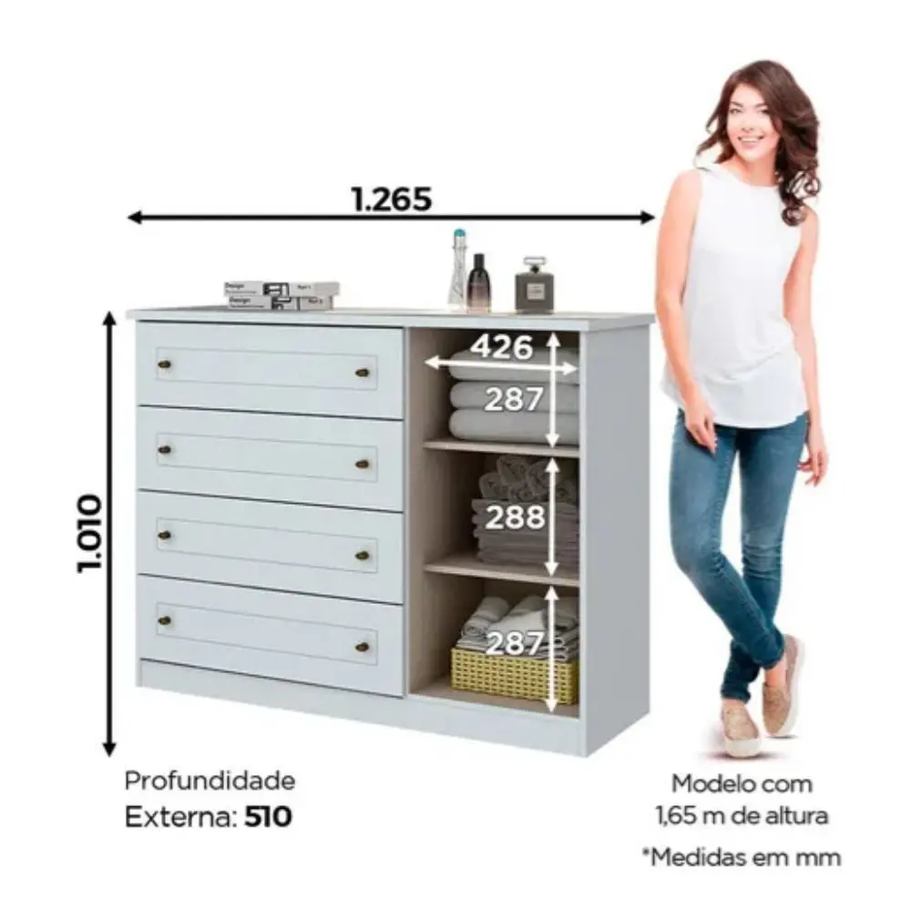 COMODA HENN AMERICANO 1P 4CAJ D715-05 BLANCO-3.webp