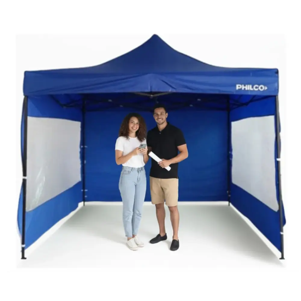 Gazebo Philco GAP3X3BW3P 3 x 3 Mts. Con Pared - Estructura de Acero Azul-3.webp