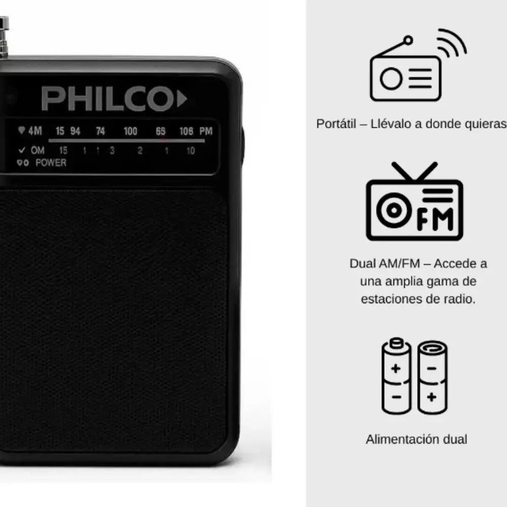 Radio Philco Portatil PRC41 AM-FM a Pila-2.webp