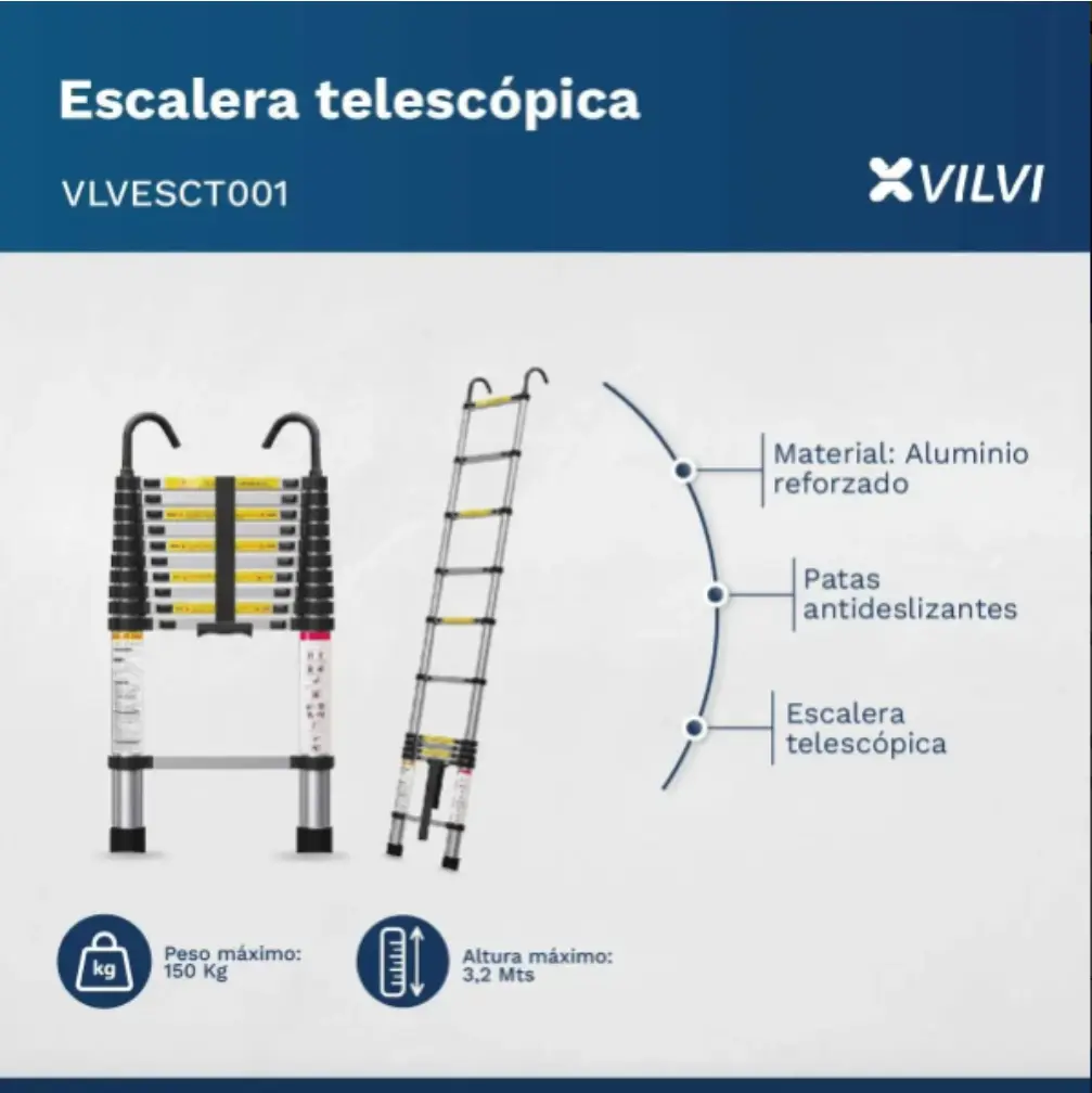 Escalera Philco EST38DH Telescopica 13 Escalones-Aluminio-2.webp