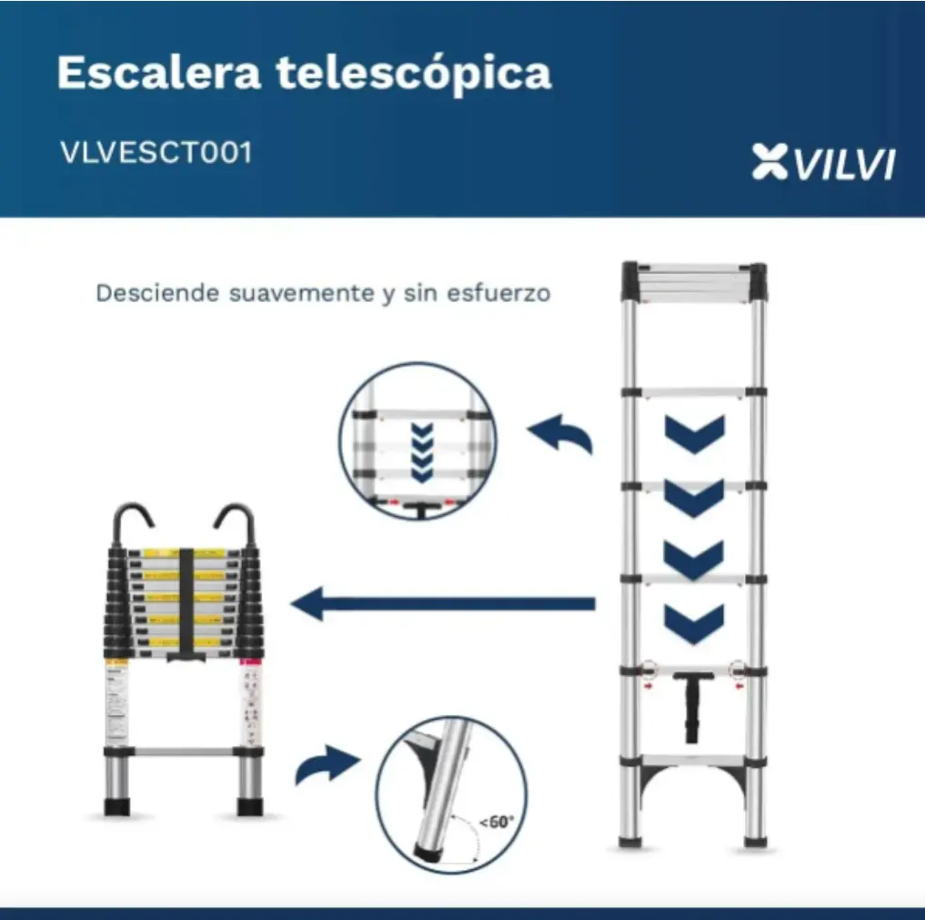 Escalera Philco EST38DH Telescopica 13 Escalones-Aluminio-4.webp