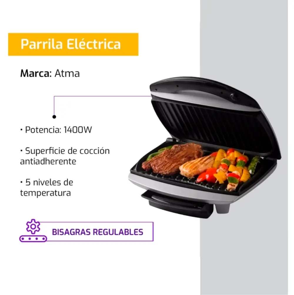 Parrilla Atma PG4720P Grill Electrica Essential 1400 W 5 Niveles-5.webp