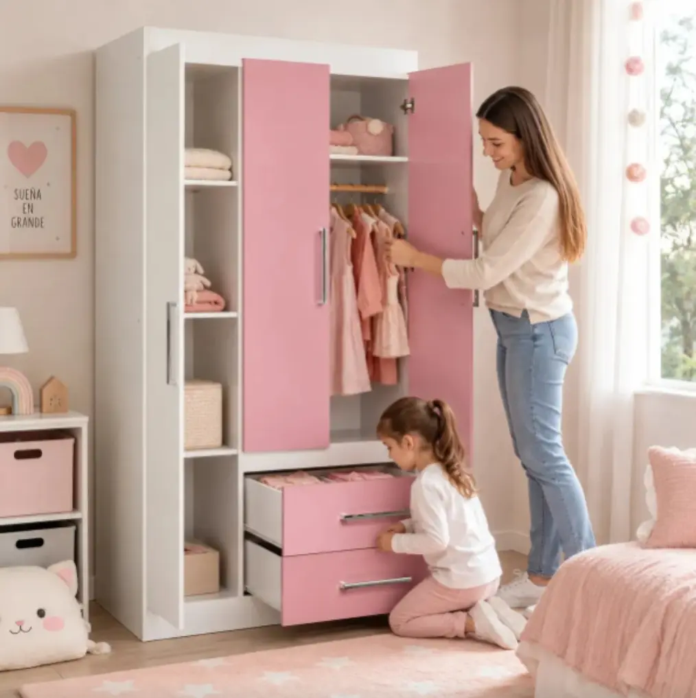 Placar Maximo 3 Puertas - 2 Cajones 68003 Infantil - Rosa-5.webp