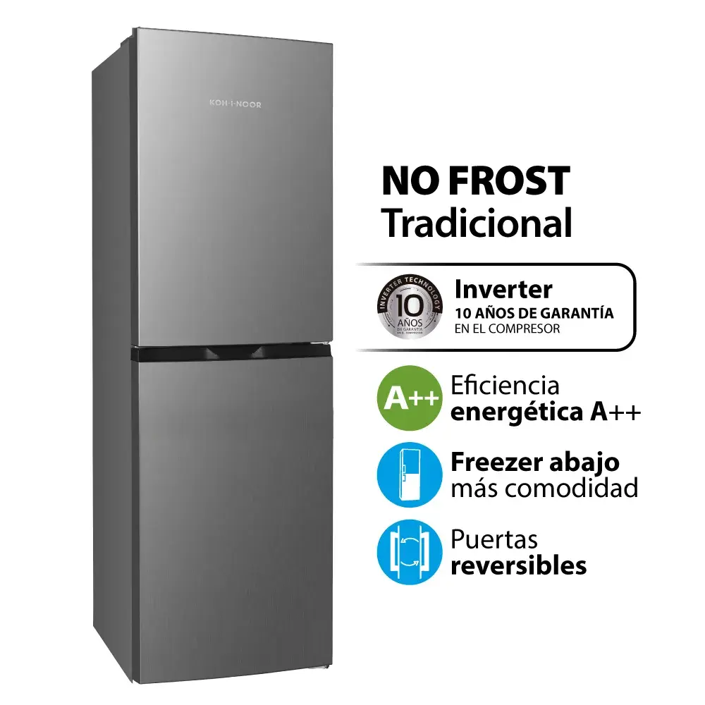 HELADERA KOHINOOR KHGA25NI-9 53L NO FROST FREEZER ABAJO INVERTER ACERO-2.webp