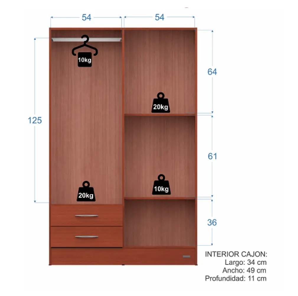 Placar Maximo 4 Puertas-2 Cajones 12301 - Caoba-3.webp