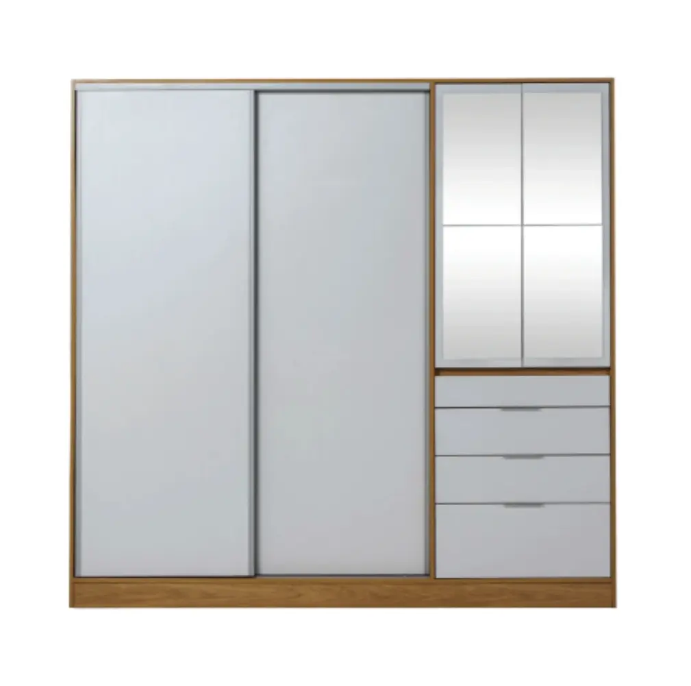 Placar Ricchezze Murano Mix 2.07 Mts 4 Puertas - 4 Cajones Con Espejo Hickory-Blanco Texturizado-1.webp