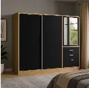 Placar Ricchezze Murano Mix 2.07 Mts. 4 Puerta - 4 Cajones Con Espejo Hickory-Negro-5.webp