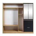 Placar Ricchezze Murano Mix 2.07 Mts. 4 Puerta - 4 Cajones Con Espejo Hickory-Negro-2.webp