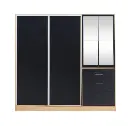 Placar Ricchezze Murano Mix 2.07 Mts. 4 Puerta - 4 Cajones Con Espejo Hickory-Negro-1.webp