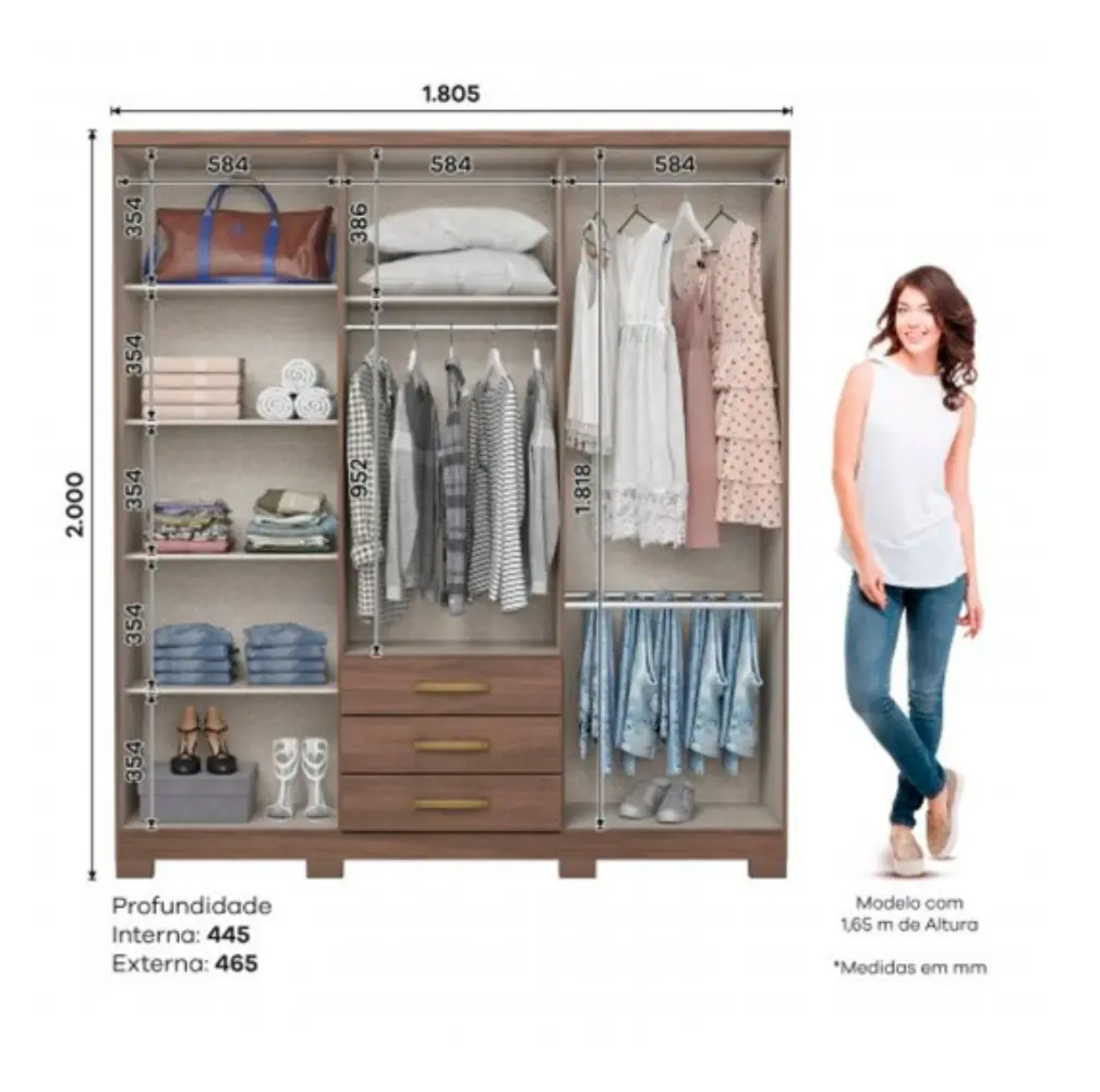 Placar Henn Caju 6 Puertas 200X180X46 Cm DA136-130 Castaño-3.webp