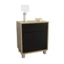 Mesa de Luz Tables 1 Cajon - 1 Puerta 6426 Olmo Fresno / Negro Mate