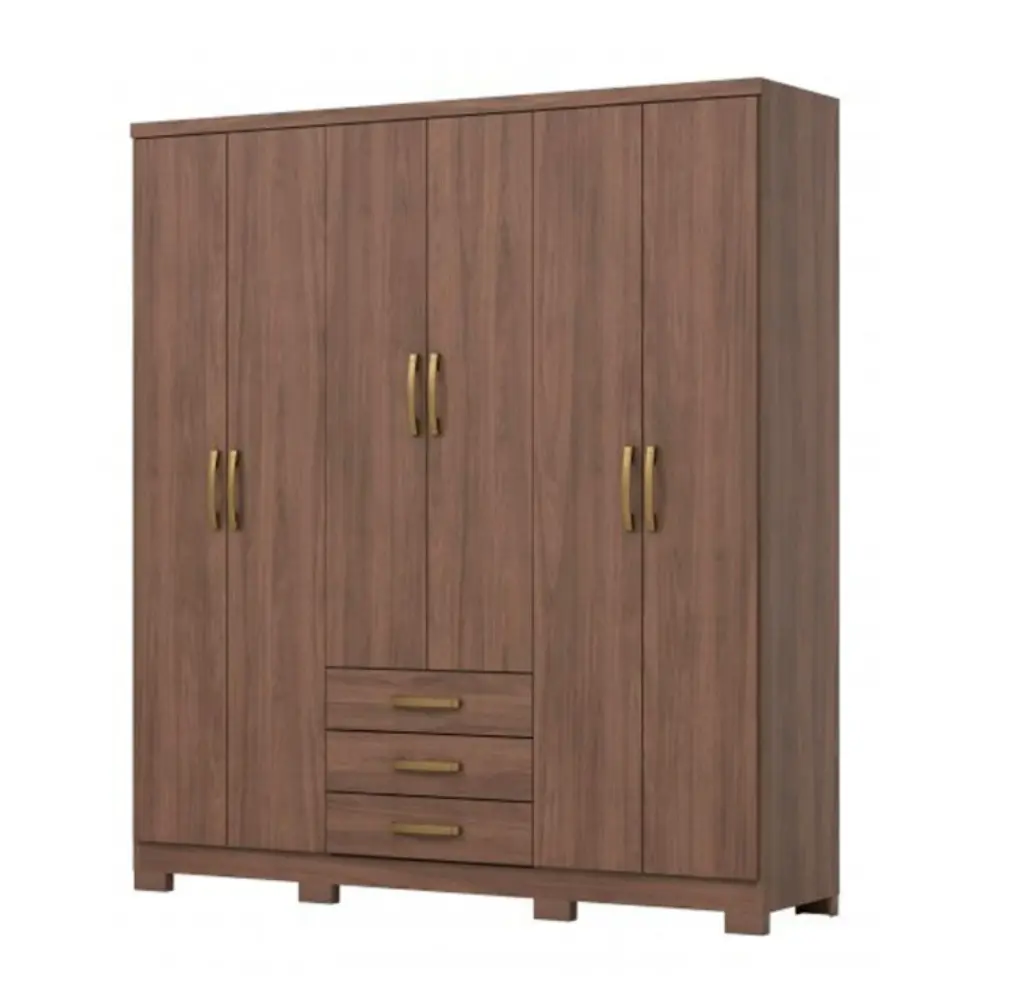 Placar Henn Caju 6 Puertas 200X180X46 Cm DA136-130 Castaño