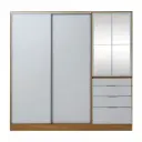 Placar Ricchezze Murano Mix 2.07 Mts. 4 Puertas - 4 Cajones Con Espejo  Hickory/Blanco Texturizado