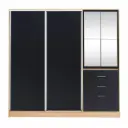 Placar Ricchezze Murano Mix 2.07 Mts. 4 Puertas - 4 Cajones Con Espejo Hickory-Negro 