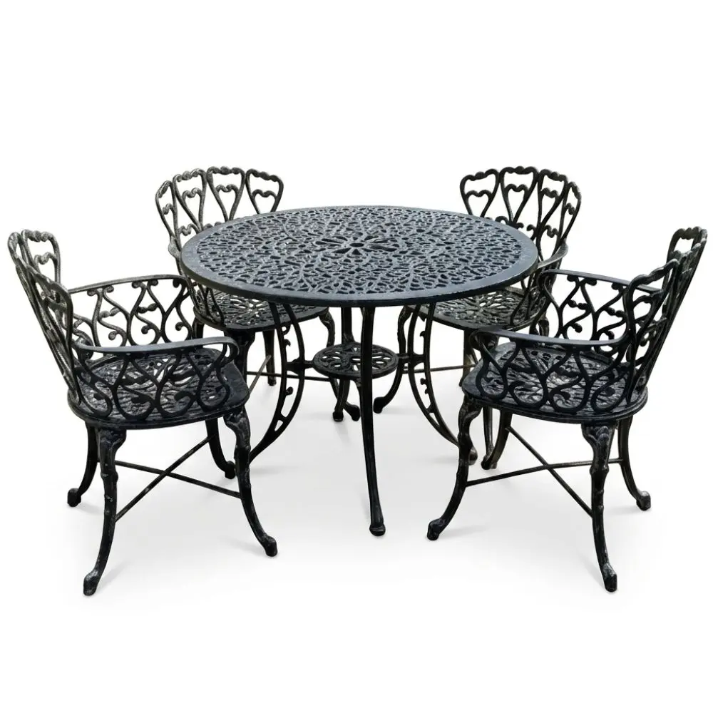 Juego de Jardin de Fundicion Sol Mayo -  Mesa Redonda 1 Mts. Con 4 Sillones 300