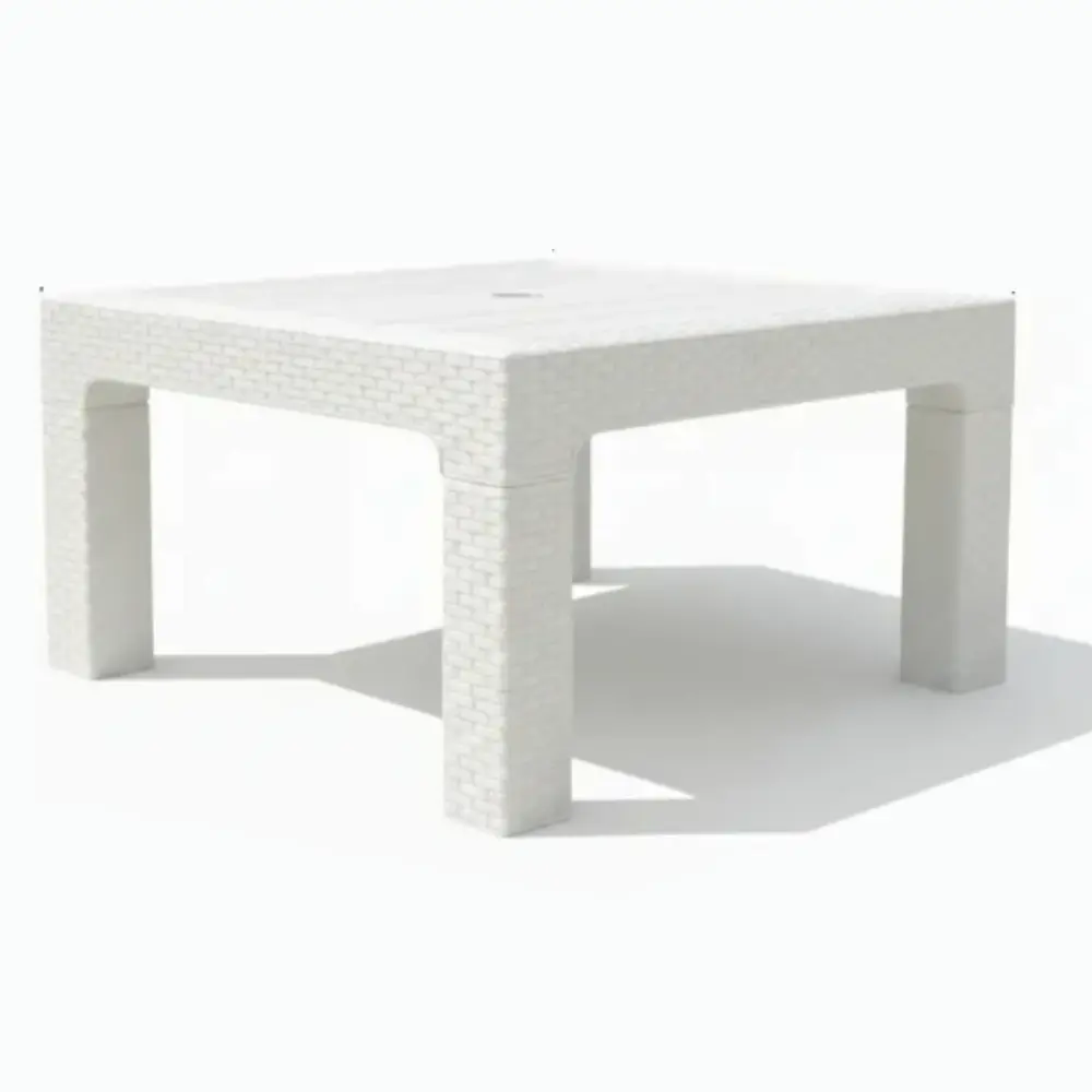 Mesa Quality Nepal Ratona Cuadrada Simil Ratan 90x90 Cm Blanco
