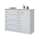 Comoda Henn Americano 1 Puerta 4 Cajones D715-05 Blanco