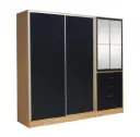 PLACAR RICCHEZZE MURANO MIX 2.07M 4PTA-4CAJ. C-ESPEJO HICKORY-NEGRO