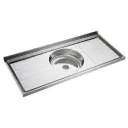 Mesada Duranox-Delos 1,20 Mts 1 Bacha Redonda Acero Inoxidable Con Zocalo 