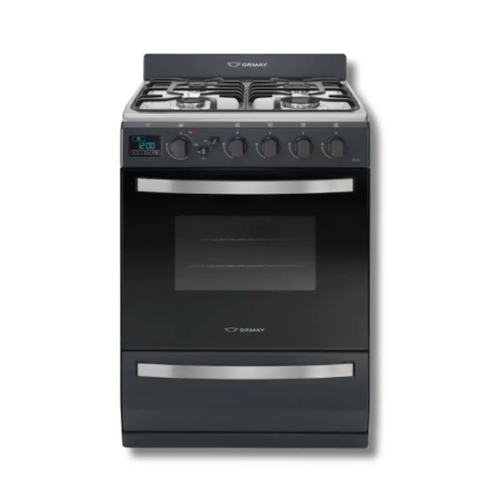 Cocina Ormay Evo Negra 4 Hornallas Timer Digital Grill/Reja de Fundicion
