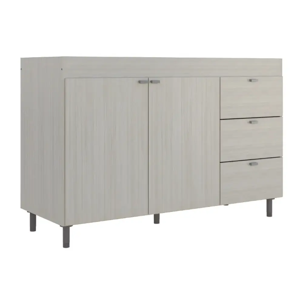 Bajo Mesada Orlandi 1.20 Cm 2 Puertas-3 Cajones Con Estante 3031 Abedul