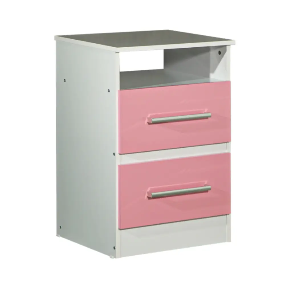 Mesa de Luz Delos 2 Cajones Con Estantes DJ120-Rosa