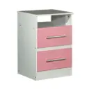 Mesa de Luz Delos 2 Cajones Con Estantes DJ120-Rosa