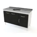 Bajo Mesada Delos DL602 1.20 Mts 3 Puertas 1 Cajon- Blanco-Negro