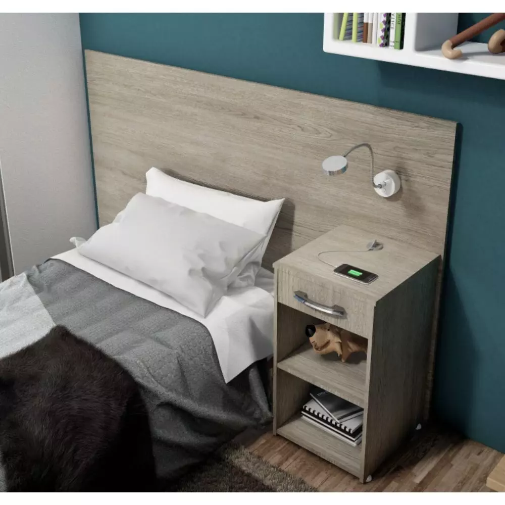[MU3360K] Respaldo Bulk 3360 Individual Con Mesa de Luz Izquierda Ilimunate - Kiev