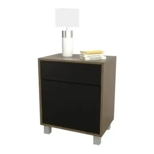 [MU6426CNN] Mesa de Luz Tables 1 Cajon-1 Puerta 6426 Nogal L./Negro M.