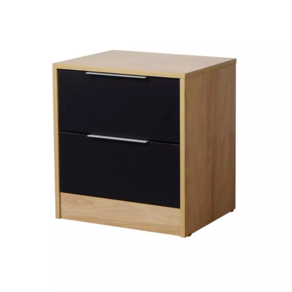 [MU35227796] Mesa de Luz Ricchezze Murano 2 Cajones Hickory-Negro
