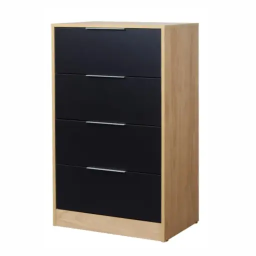 [RICHMURANO] Chifonier Ricchezze Murano 4 Cajones Hickory/Negro 
