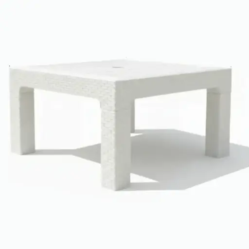 [16271] Mesa Quality Nepal Ratona Cuadrada Simil Ratan 90x90 Cm Blanco