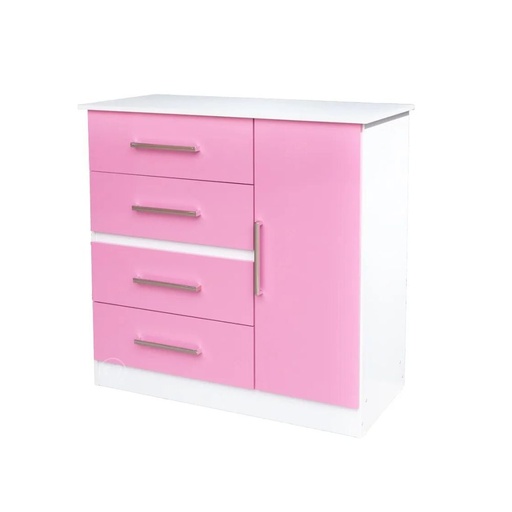 [MU68010] CHIFONIER MAXIMO 1PTA 4CAJ 68010 INFANTIL-ROSA