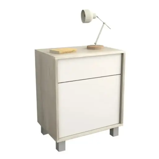 [MU6426NCG] MESA DE LUZ TABLES 6426 1 CAJON-1PUERTA NEVADO/GRIS C..