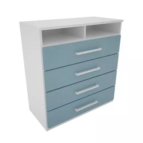 [MUDJ150AZ] Chifonier Delos 4 Cajones Con Estantes DJ150AZ Azul