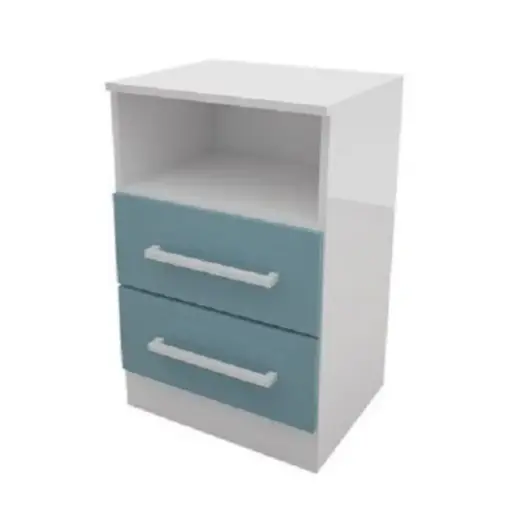 [MUDJ120AZ] Mesa de luz Delos 2 Cajones Con Estantes DJ120-Azul