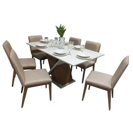 [SE933544] Combo Henn Mesa 1.60 Mts. Sin Vidrio Solus Con 6 Sillas CAD. Pietra SE933-544